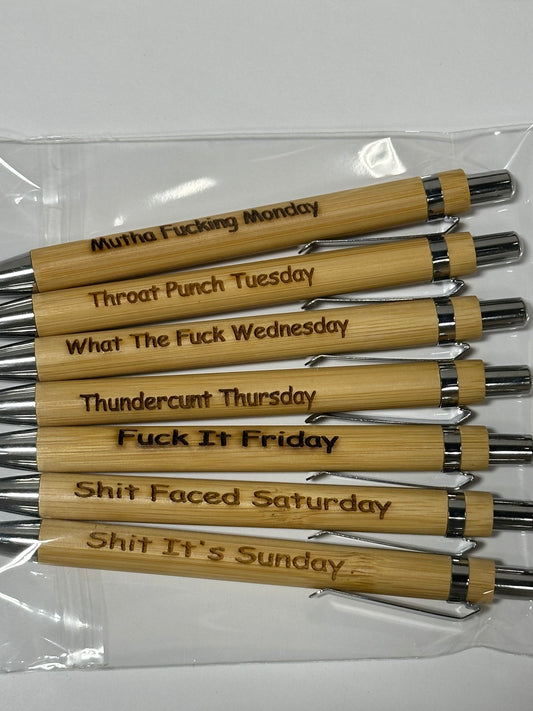 DAYS OF THE WEEK FUNNY PENS